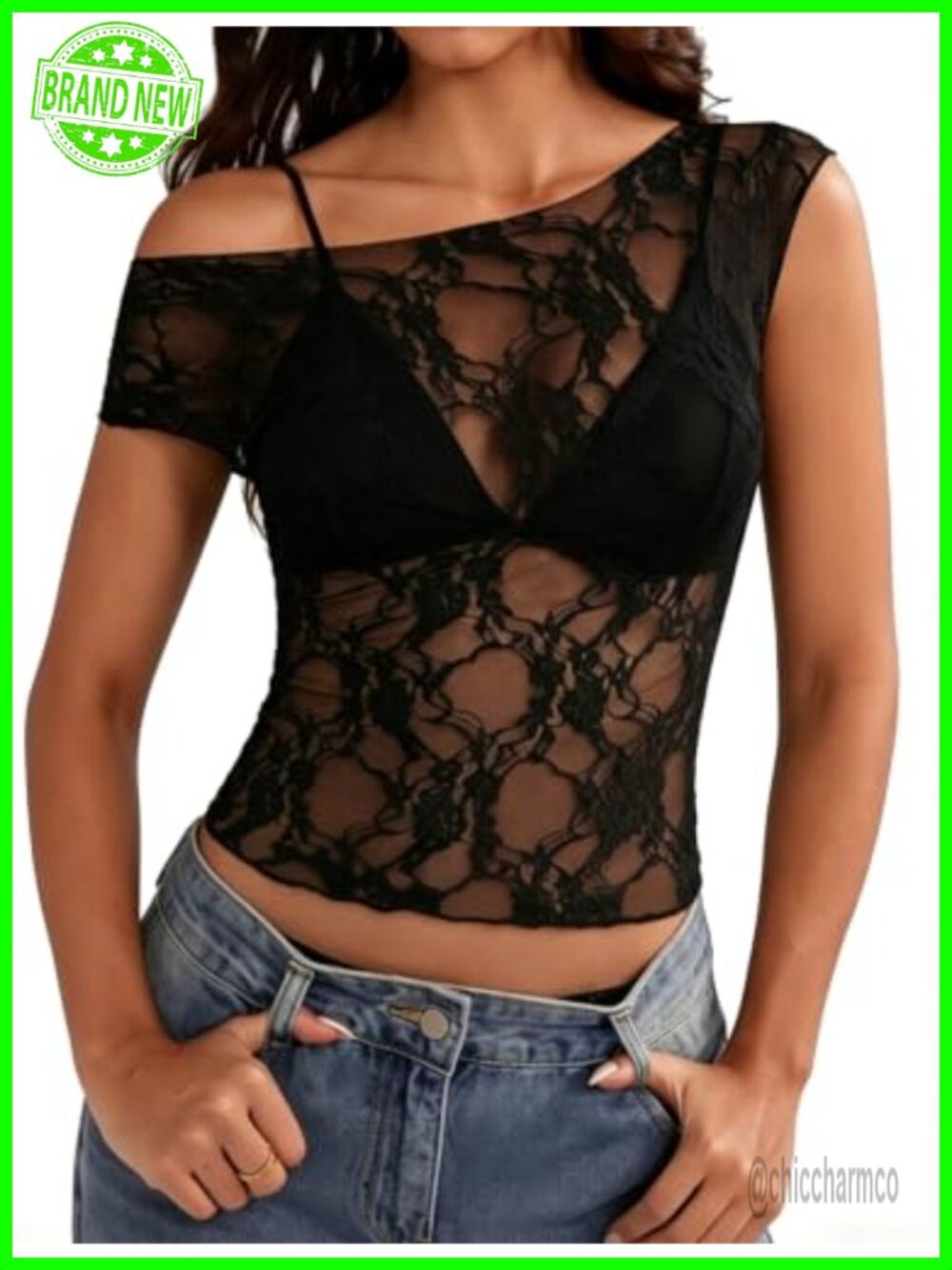 Womens Off Shoulder Lace Mesh Top Long Sleeve Going Out Shirt